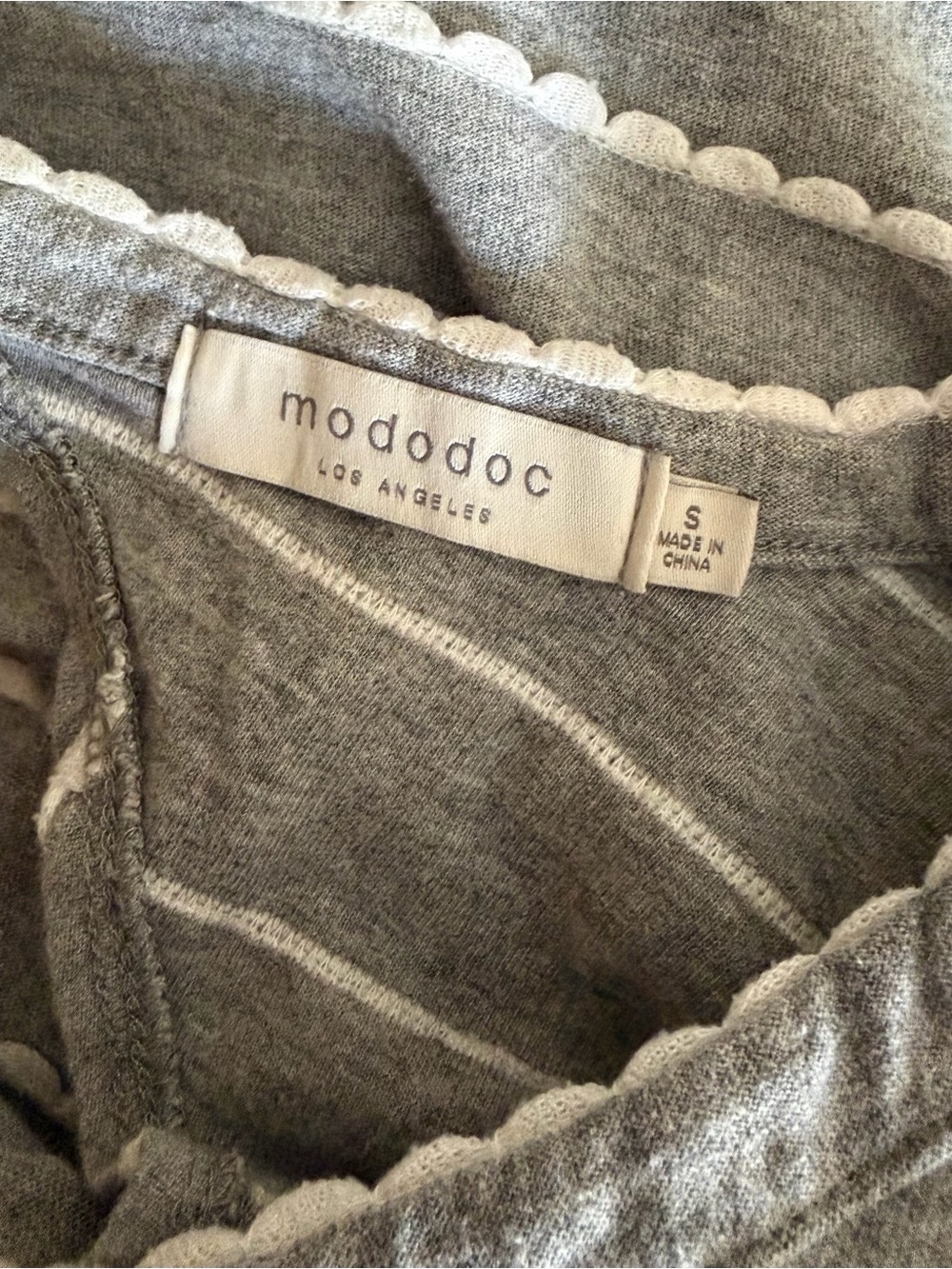 Mododoc Scallop Striped 3/4 Sleeve Top - Picture 7 of 7